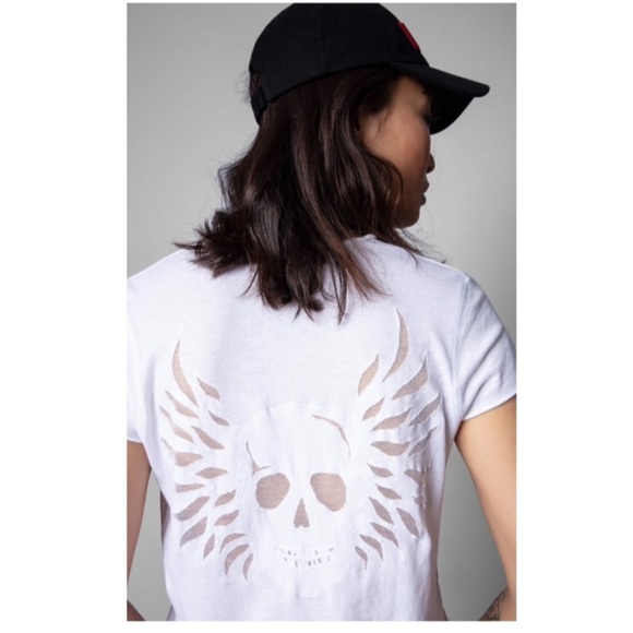 Zadig & Voltaire Story Fishnet Skull Wings Tee Shirt- M,L - Picture 3 of 7